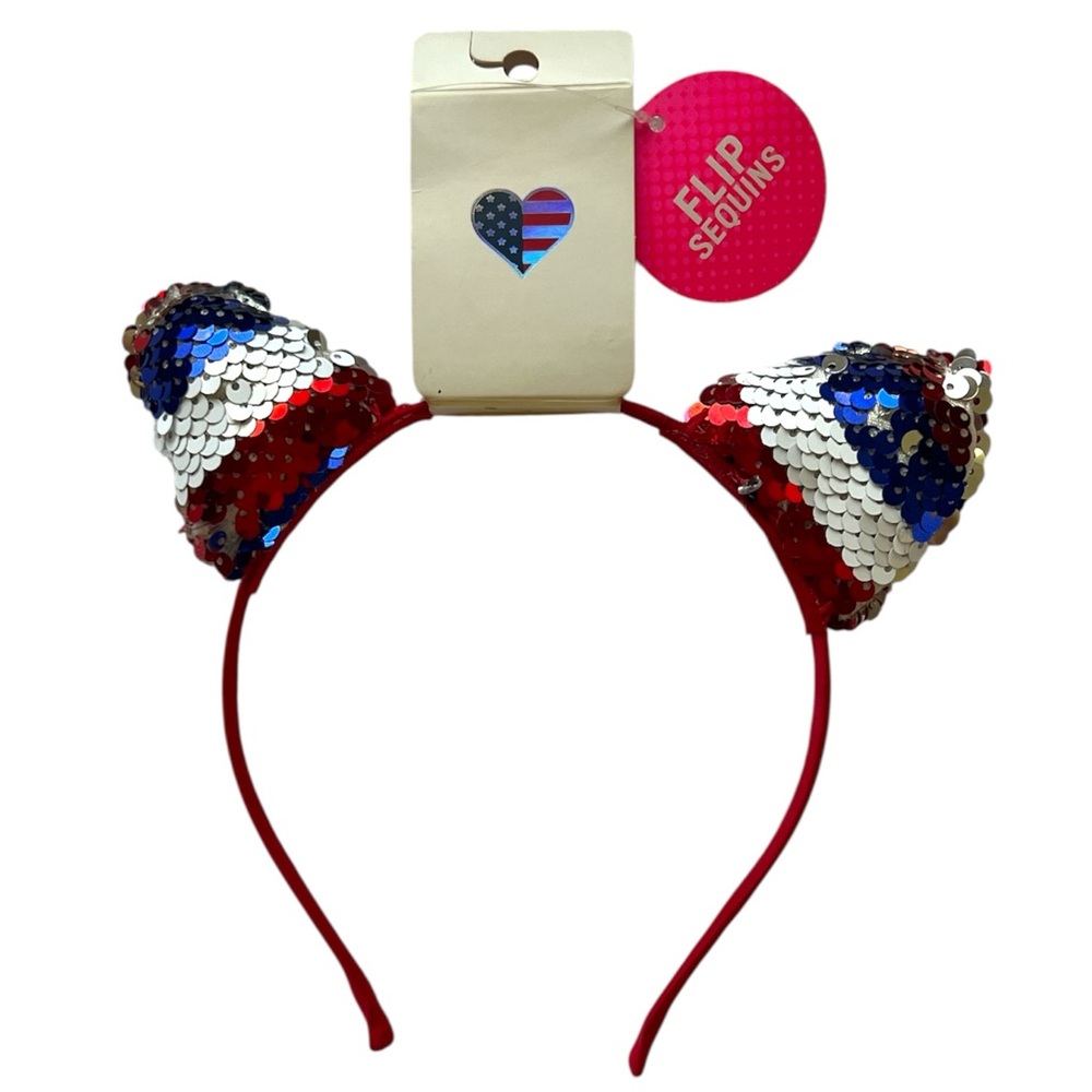 The Children's Place Sequin Flip Headband - Red, Blue, White NWT